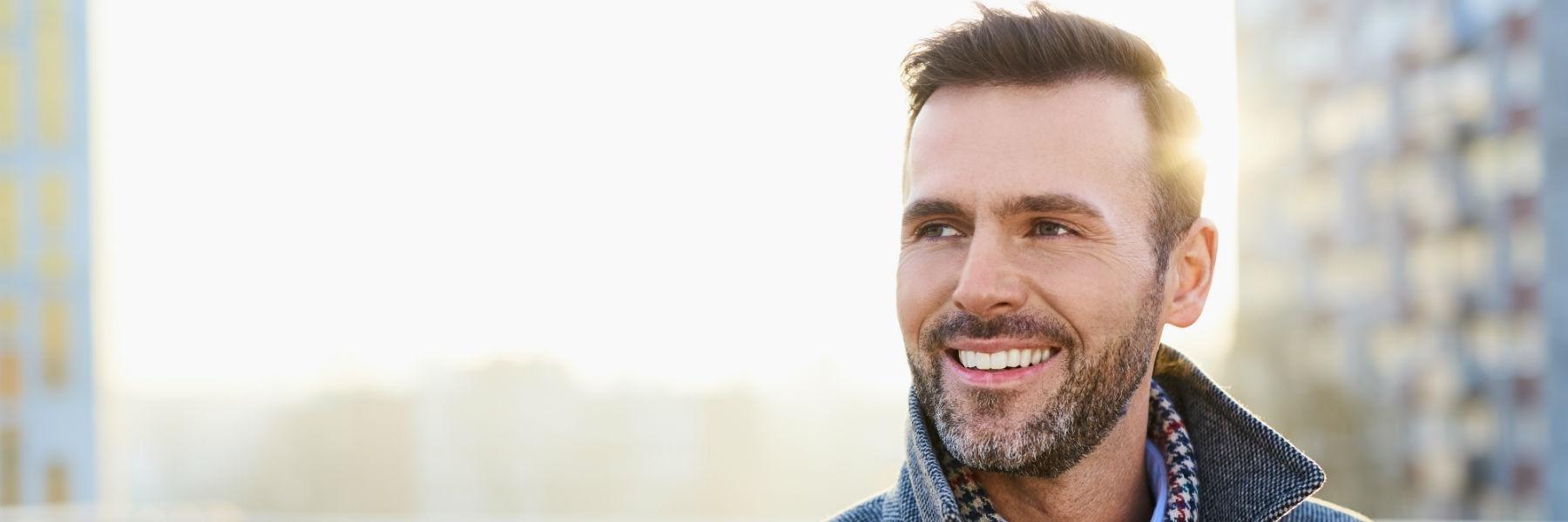 man with dental bridges in midtown nyc